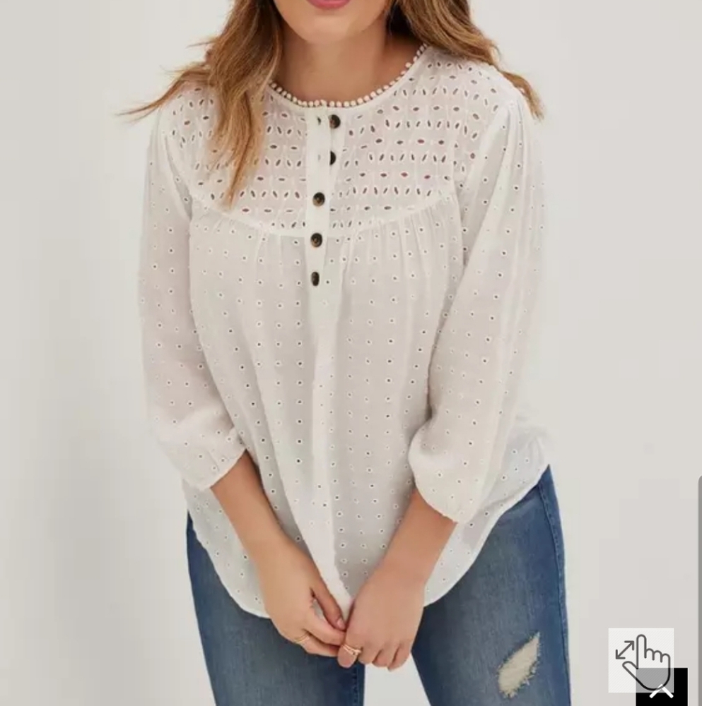 4x Plus Size new Torrid White Peasant Top Blouse Shirt